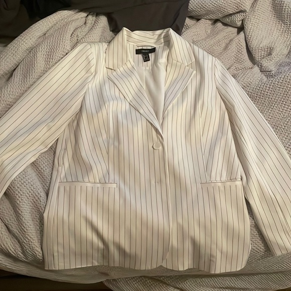 Jackets & Blazers - Never been worn. White blazer with black strips